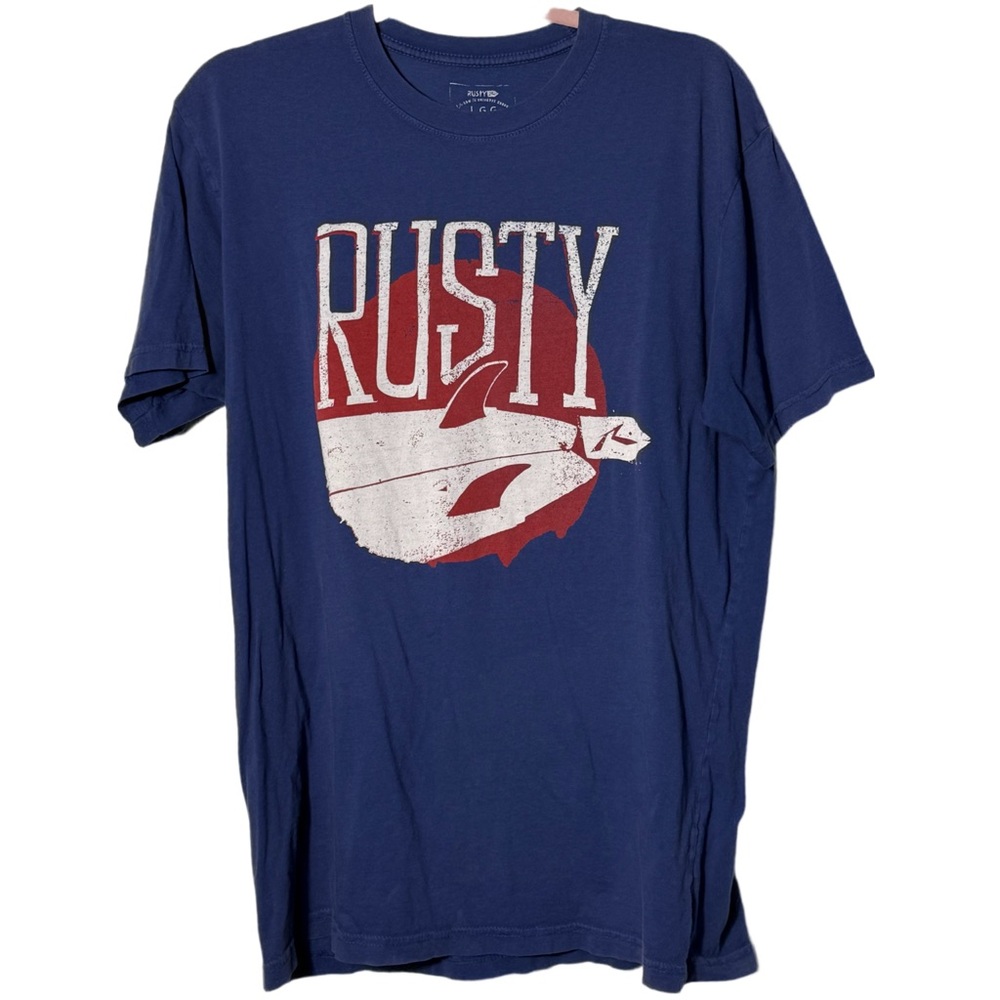 Rusty Vintage Look Navy Surfer Tee Sz Large